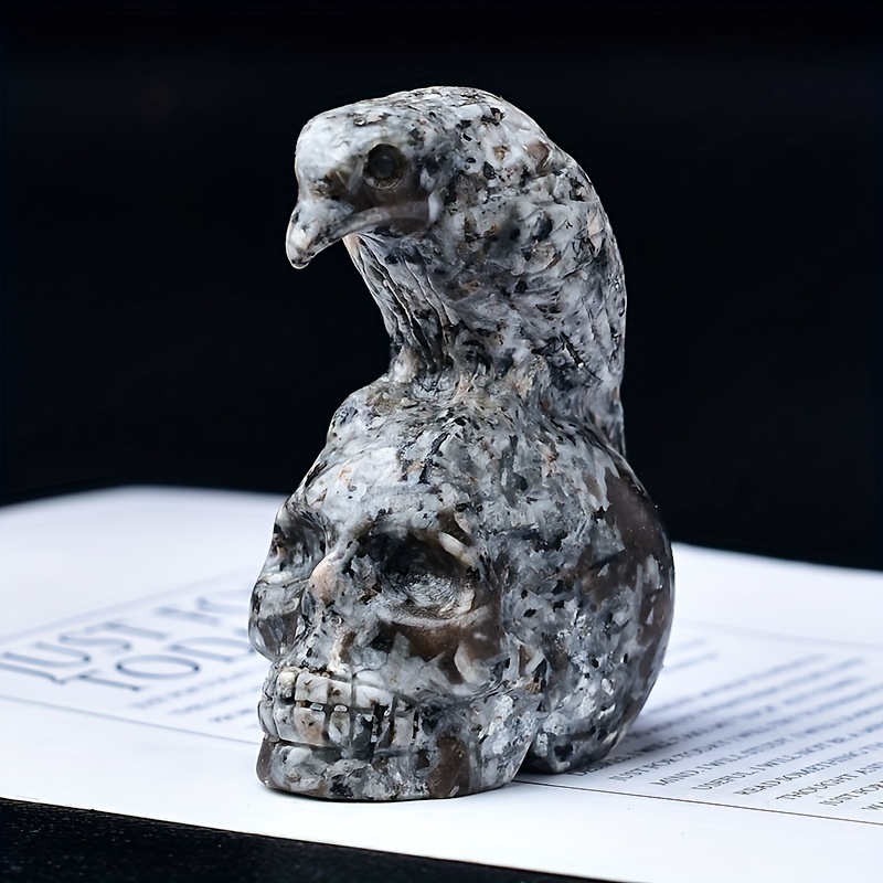 Flame Stone Bird Skull Crystal Statue Collectible Home Decor